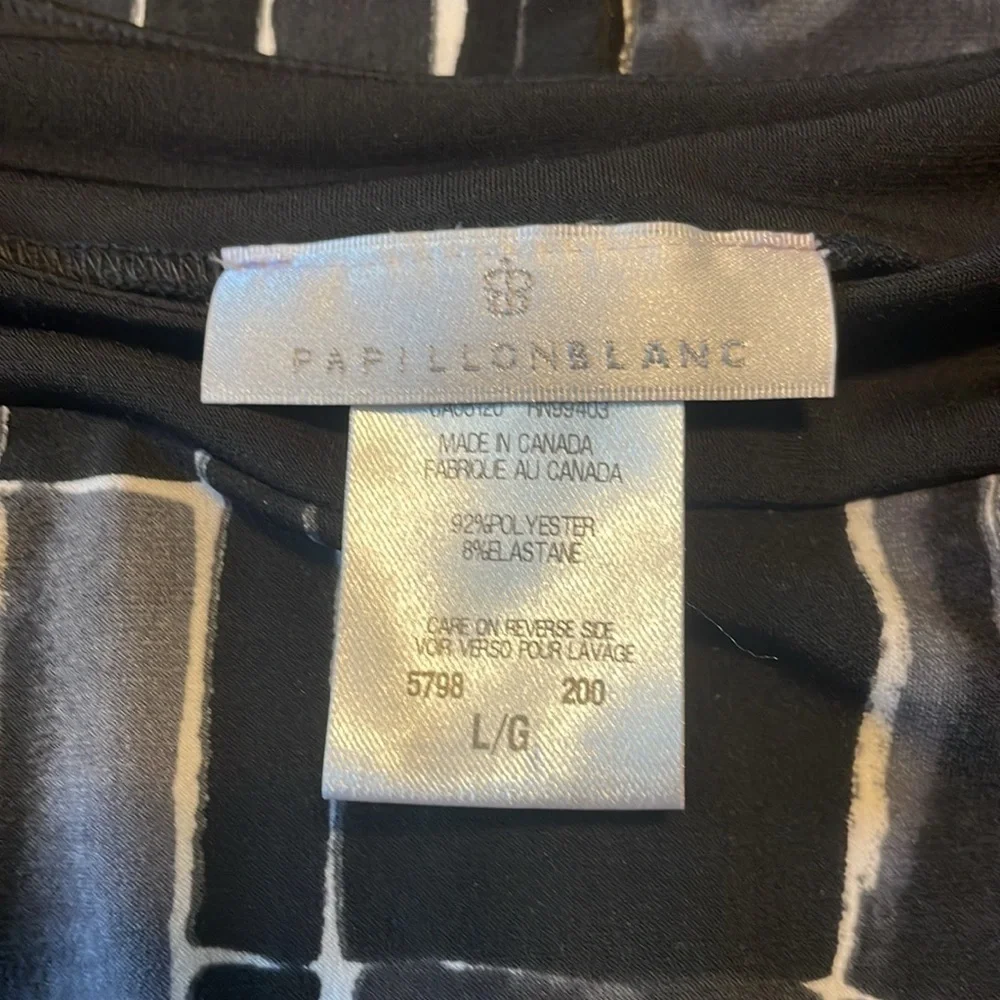 Papillon Blanc Large  dress black and gray pattern 3/4 sleeve dress